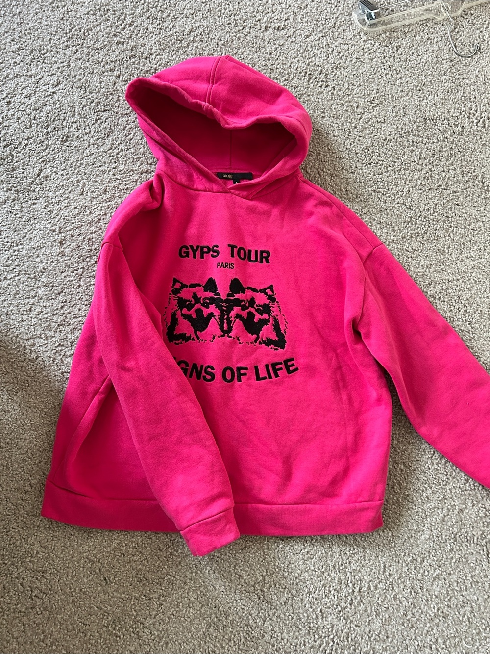 Maje Hot Pink Hoodie with Black Graphic - make